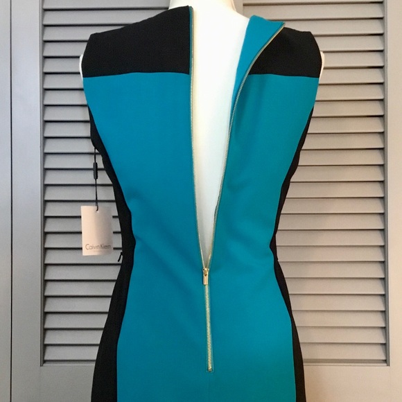 Calvin Klein Sleeveless Black and Teal Dress - Picture 5 of 14